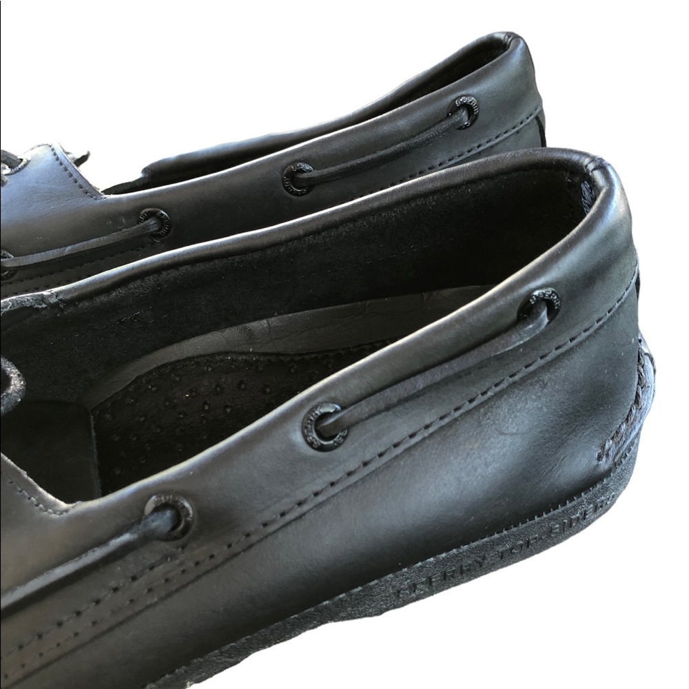 Sperry Black Leather Top Slider Shoes - EUC - Picture 4 of 5